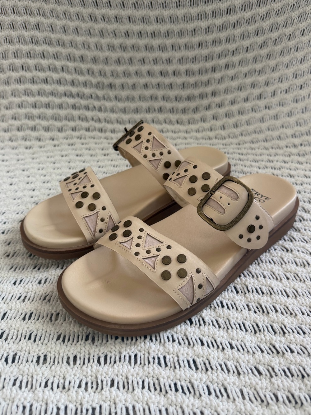Frye and Co. Castella Studded Buckle Leather Slide Sandals Women’s Size 10